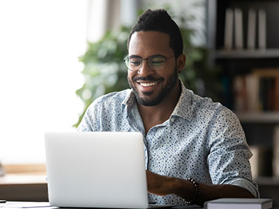 woman sitting at computer