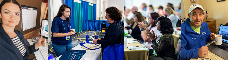 photos of convention attendees, virtual and in-person events
